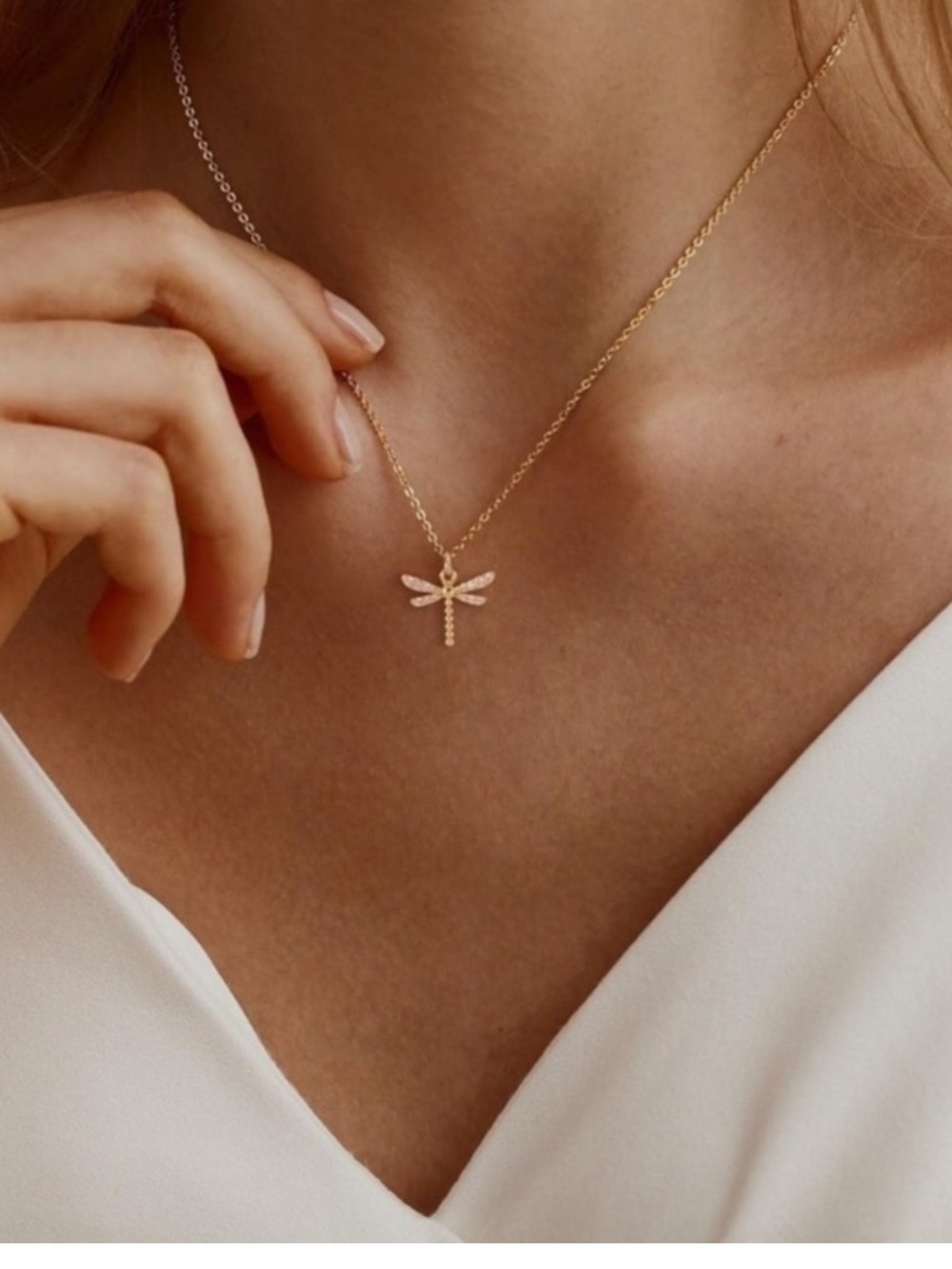 18k Gold  Plated Dragonfly Necklace new